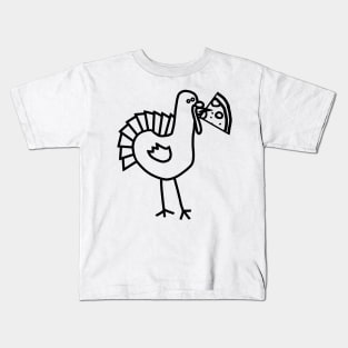 Thanksgiving Turkey with Pizza Slice Outline Kids T-Shirt